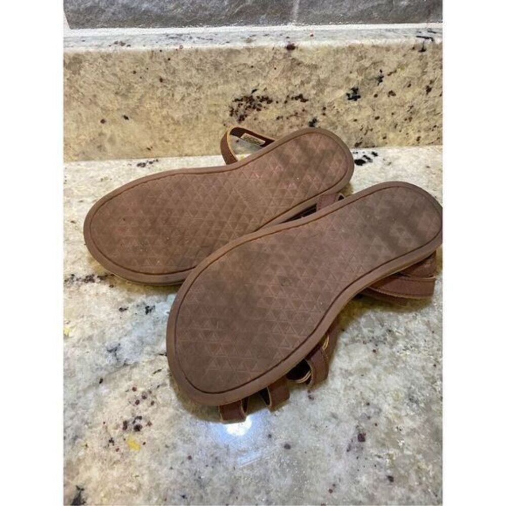 Osh Kosh Bgosh Girls Sz 2 big kid Brown Vegan Leather Strappy Sandals Summer - Picture 3 of 4